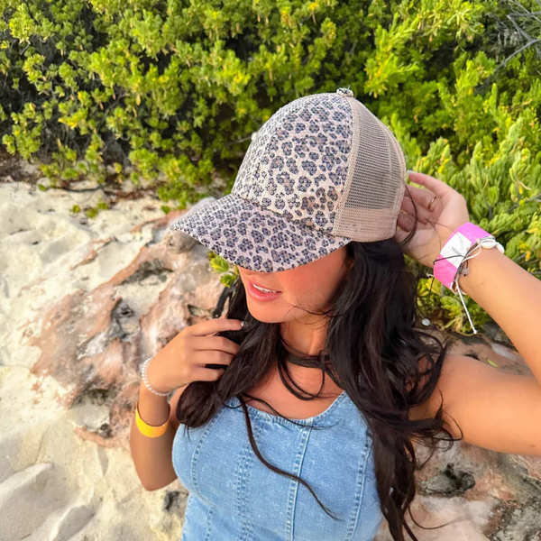 C.C Clear Sequin Leopard Ball Cap