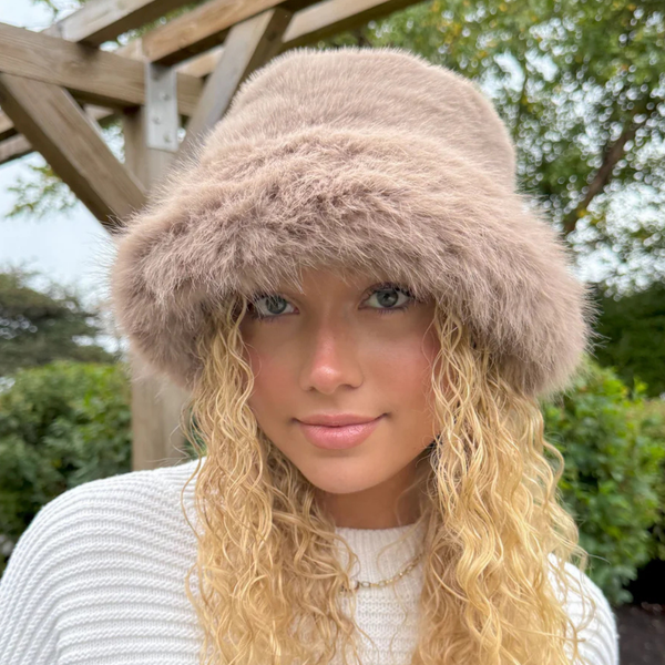 C.C Thick Faux Fur Bucket Hat