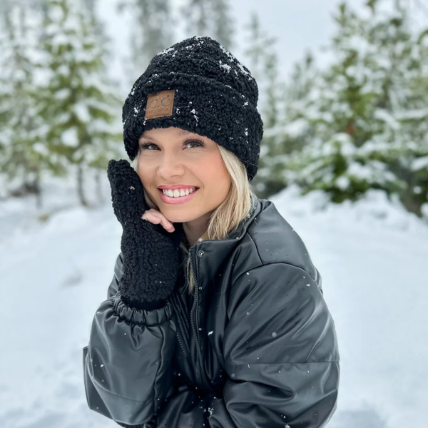 C.C Fuzzy Lined Sherpa Cuffed Beanie
