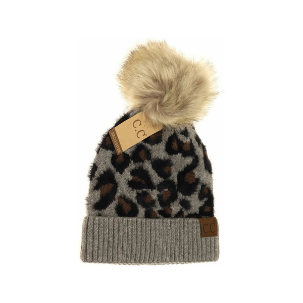 C.C Leopard Pom Beanie