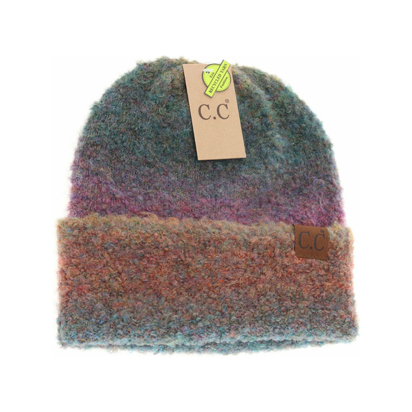 C.C Multi-Colored Slouchy Mohair Cuffed Beanie