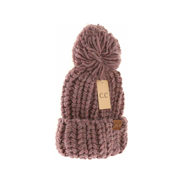 C.C Chunky Knit Yarn Pom Beanie