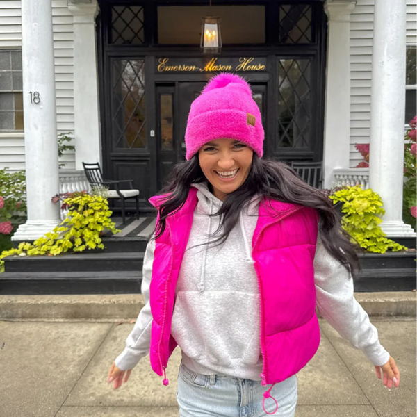 C.C Plush Chenille Pom Beanie