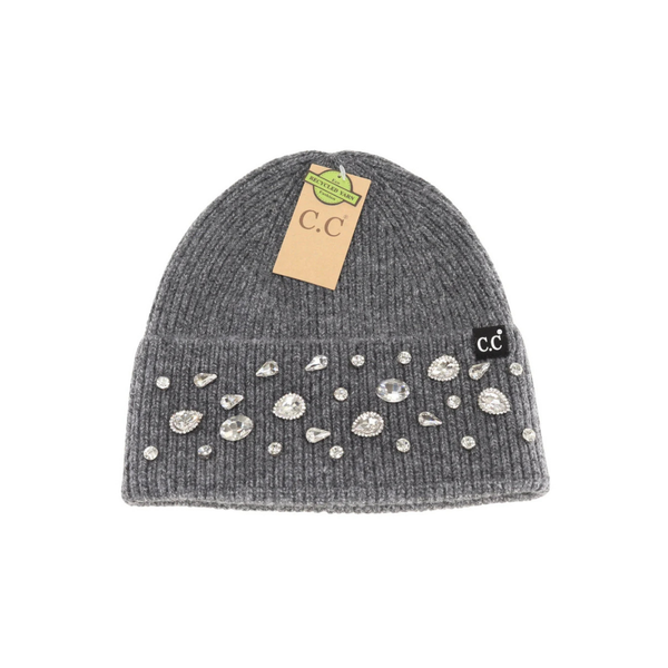 C.C Rhinestone Charm Cuff Beanie