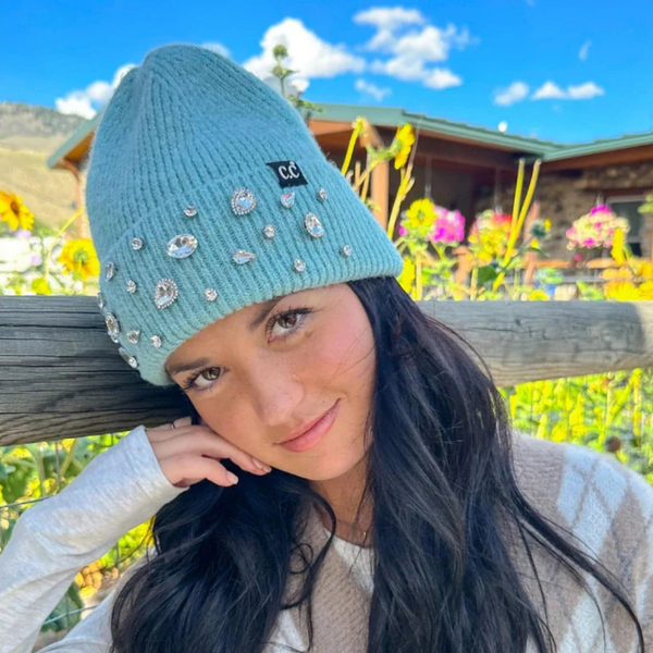 C.C Rhinestone Charm Cuff Beanie
