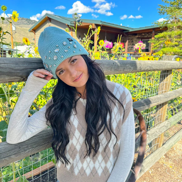 C.C Rhinestone Charm Cuff Beanie