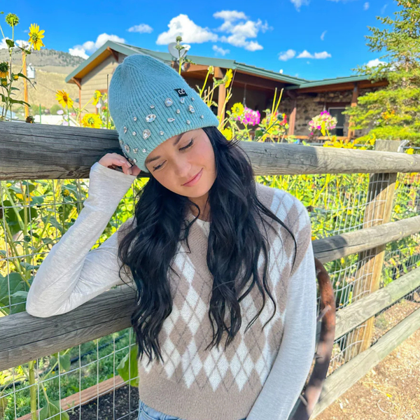 C.C Rhinestone Charm Cuff Beanie