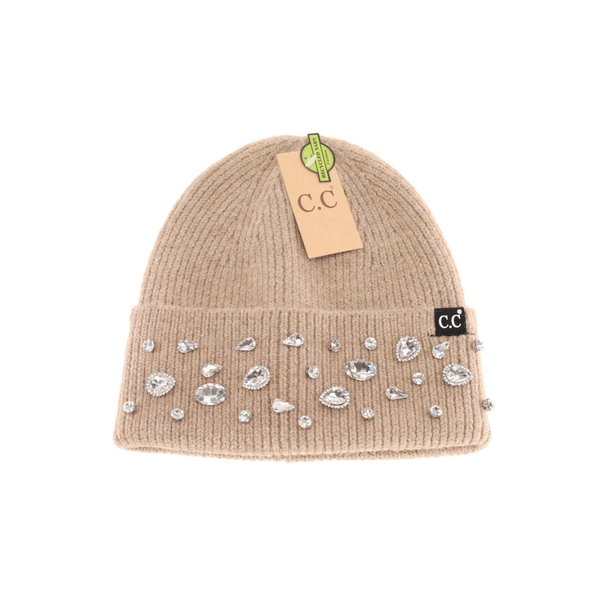 C.C Rhinestone Charm Cuff Beanie