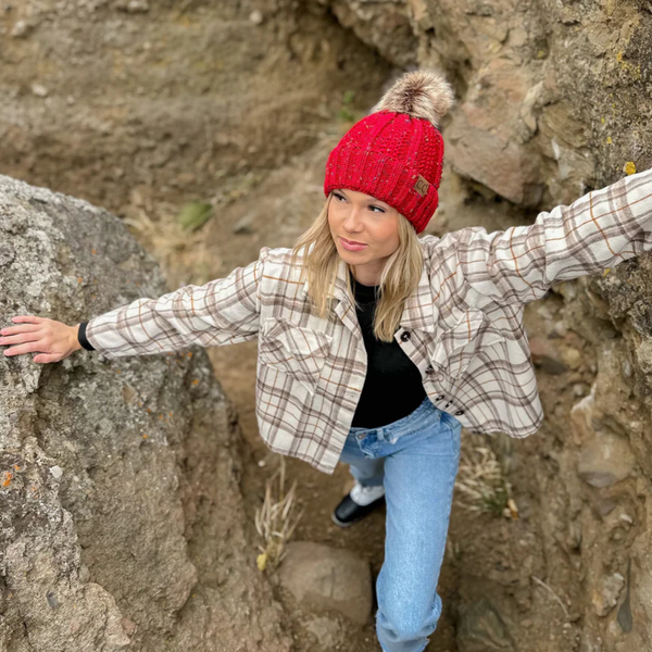 C.C Fuzzy Lined Fur Pom Beanie