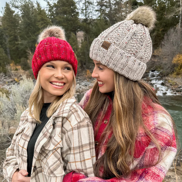 C.C Fuzzy Lined Fur Pom Beanie