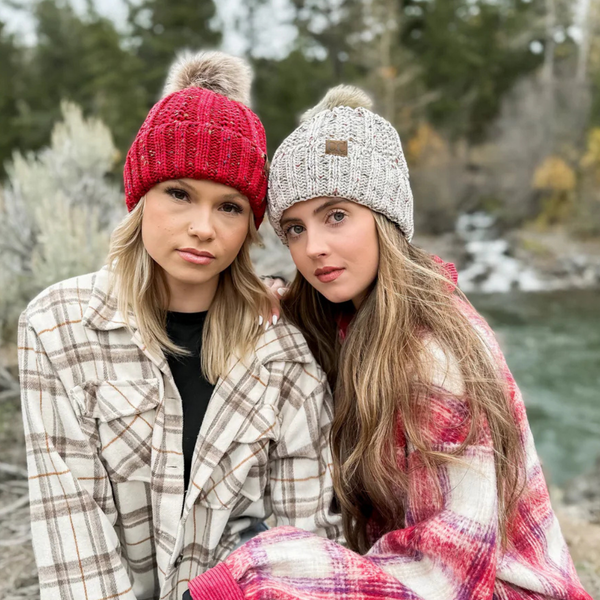 C.C Fuzzy Lined Fur Pom Beanie