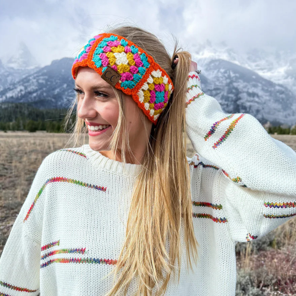 C.C Crochet Granny Square Ear Warmers