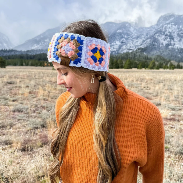 C.C Crochet Granny Square Ear Warmers