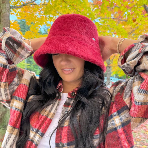 C.C Short Hair Faux Fur Bucket Hat