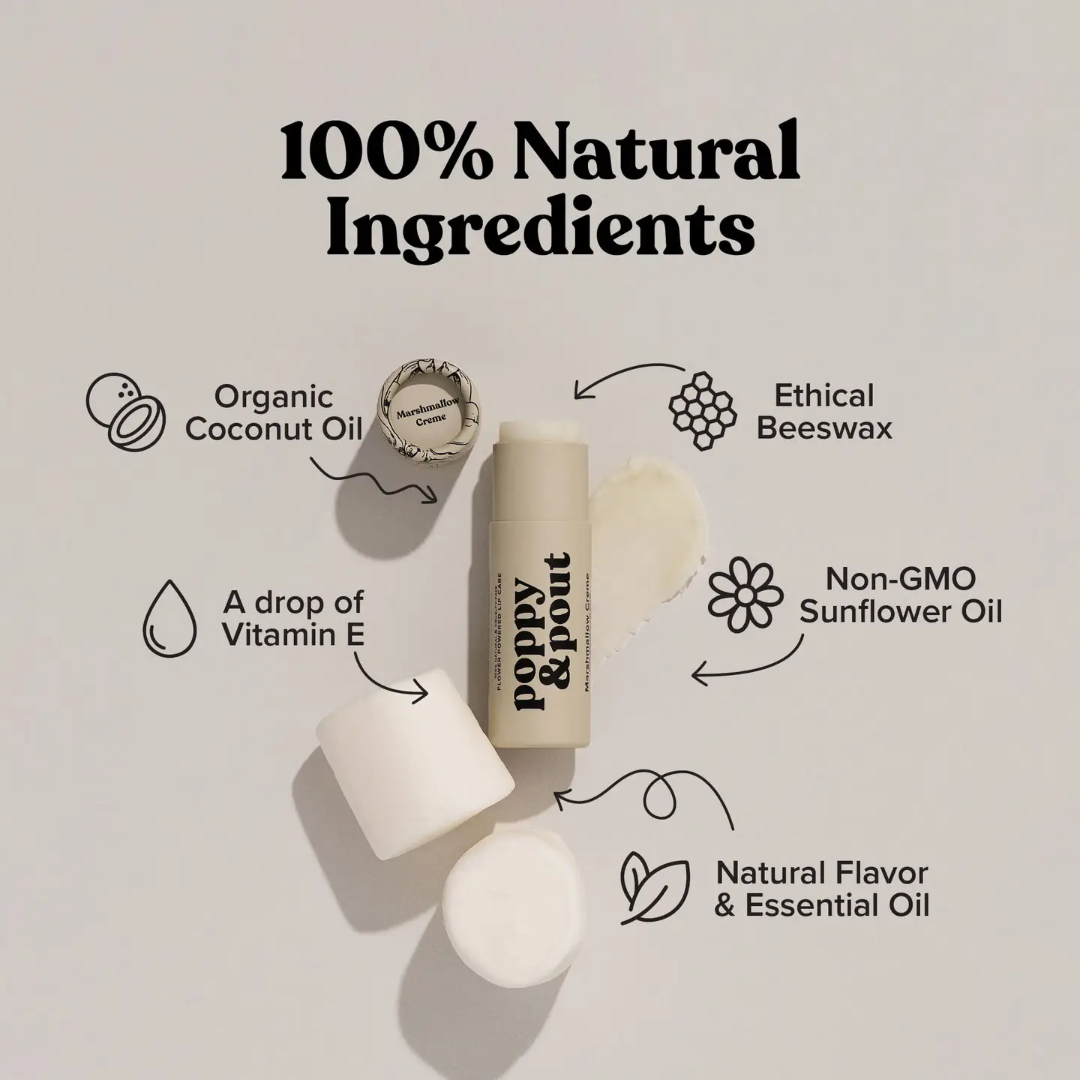 Poppy & Pout Lip Balm, Marshmallow Creme