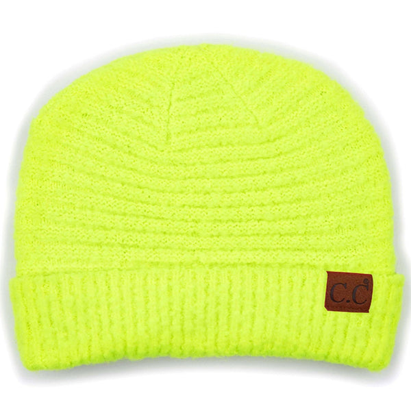 C.C Solid Boucle Yarn Cuff Beanie