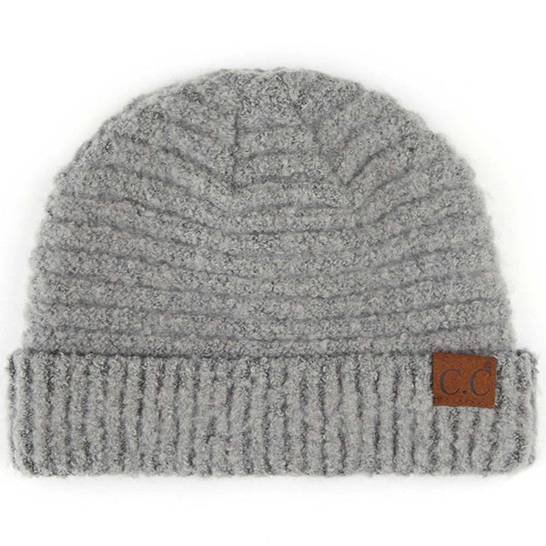 C.C Solid Boucle Yarn Cuff Beanie