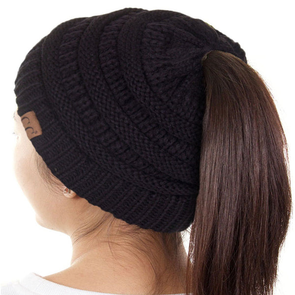 C.C Messy Bun Ponytail Beanie