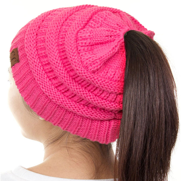 C.C Messy Bun Ponytail Beanie