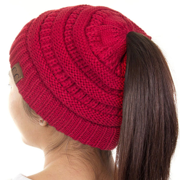 C.C Messy Bun Ponytail Beanie