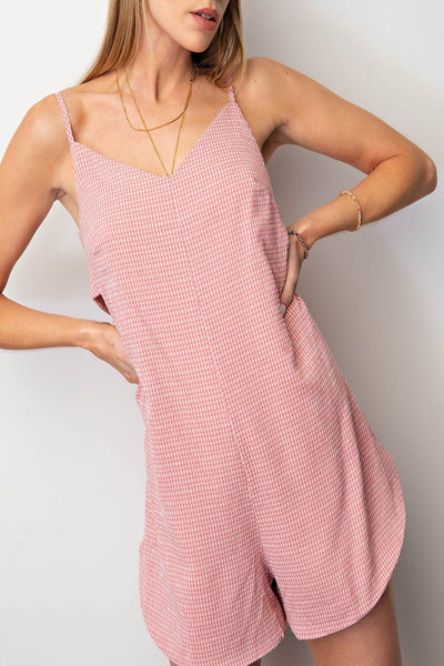 Strawberry Fields Soft Seersucker Checker Romper