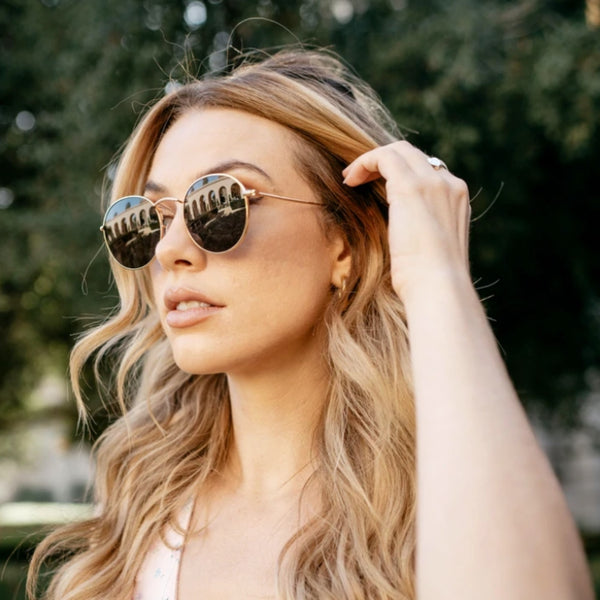 WearMe Pro Nevada Retro Round Polarized Metal Frame Hipster Sunglasses