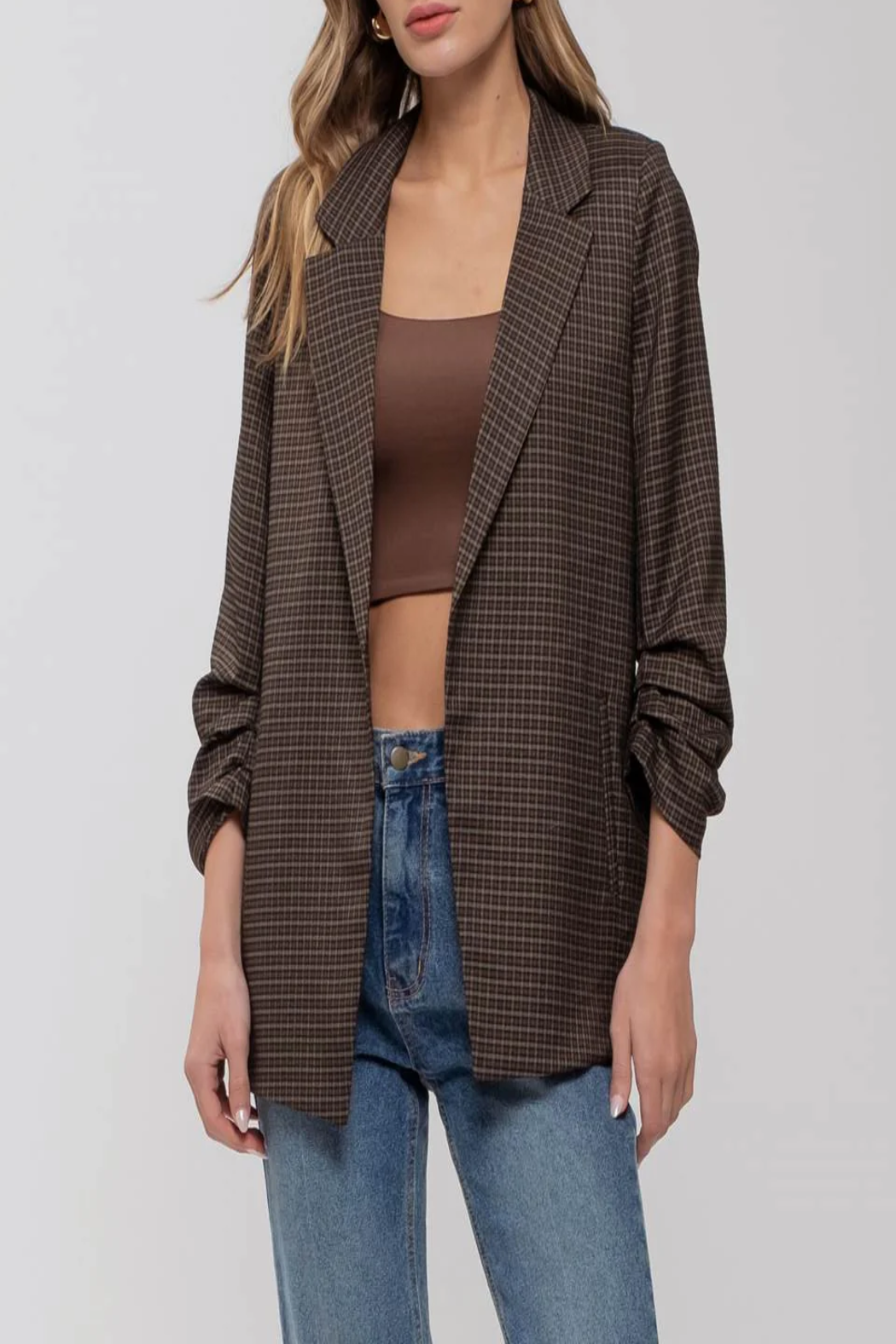 New York Minute Plaid Collared Blazer