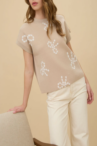 Lady May Bow Pattern Knit Sweater