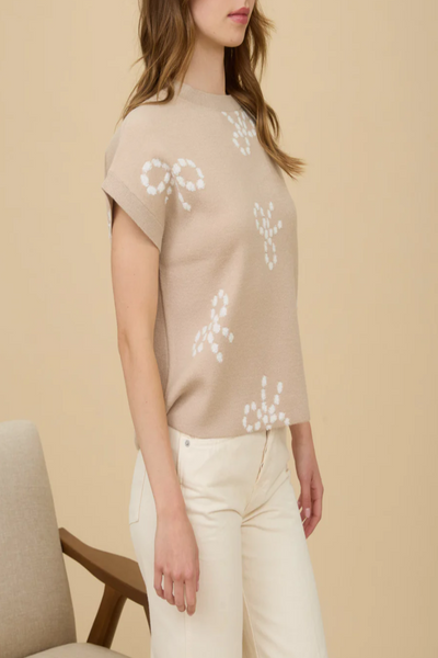 Lady May Bow Pattern Knit Sweater