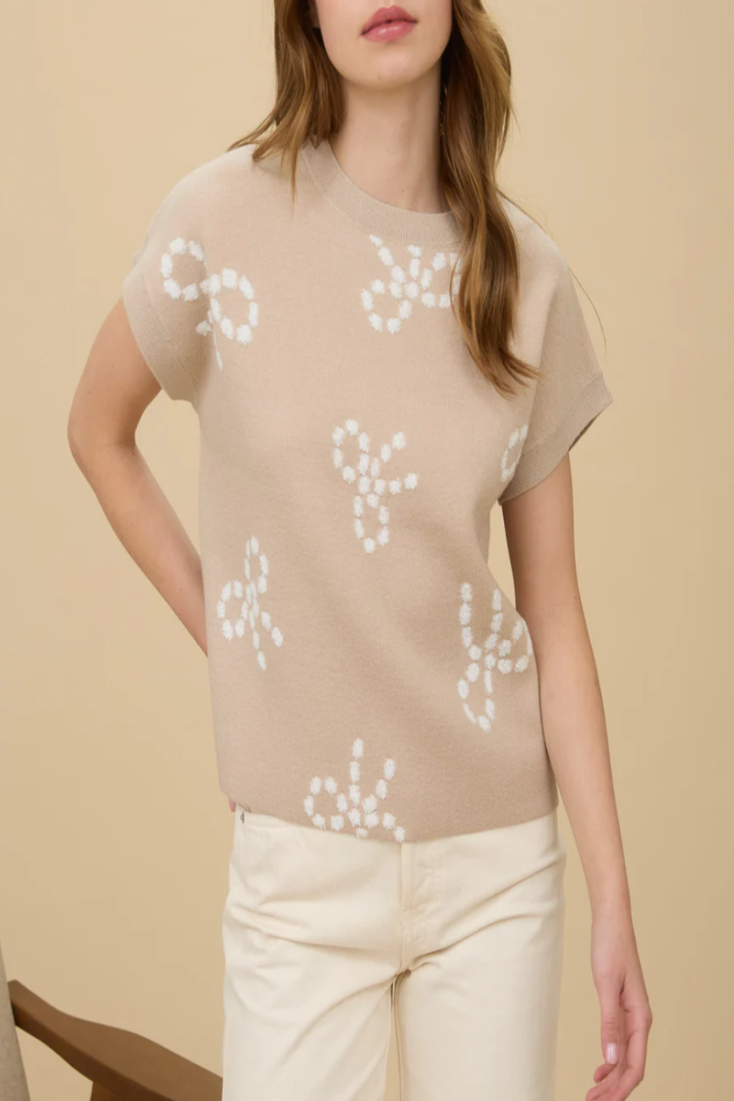 Lady May Bow Pattern Knit Sweater