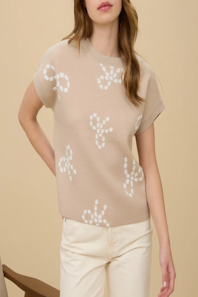 Lady May Bow Pattern Knit Sweater