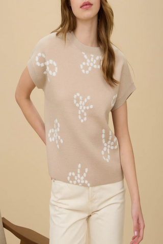 Lady May Bow Pattern Knit Sweater