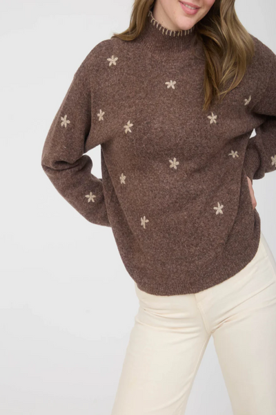 I Wish Floral Embroidery Knit Sweater