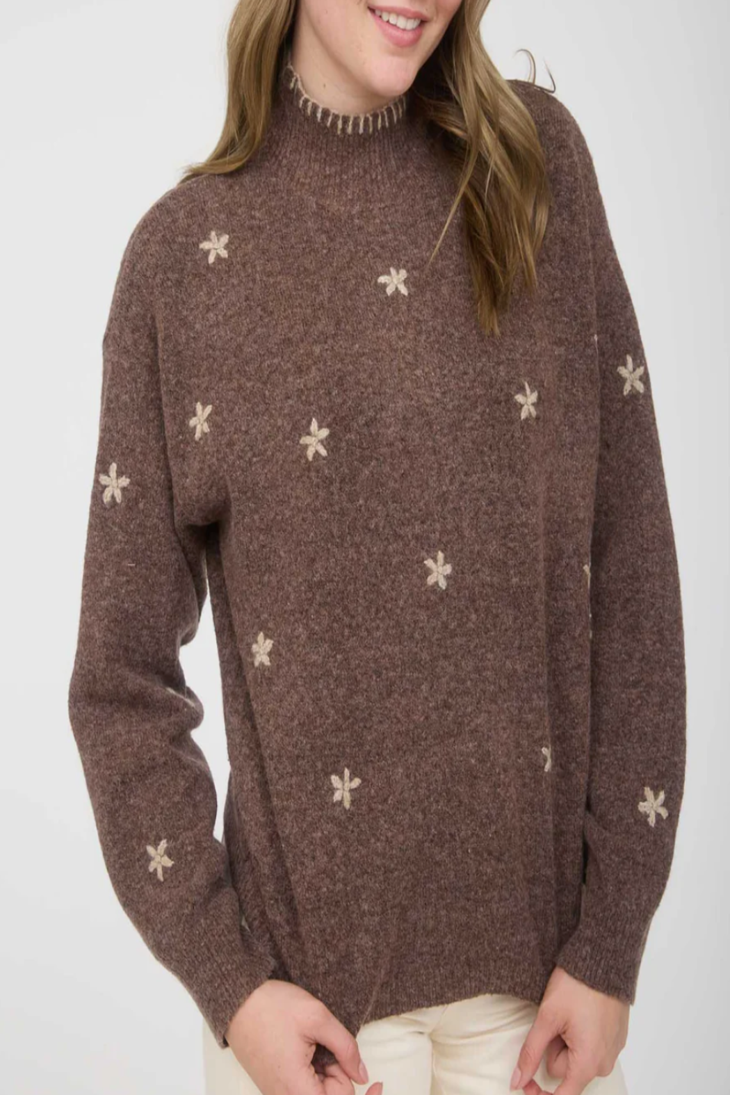 I Wish Floral Embroidery Knit Sweater