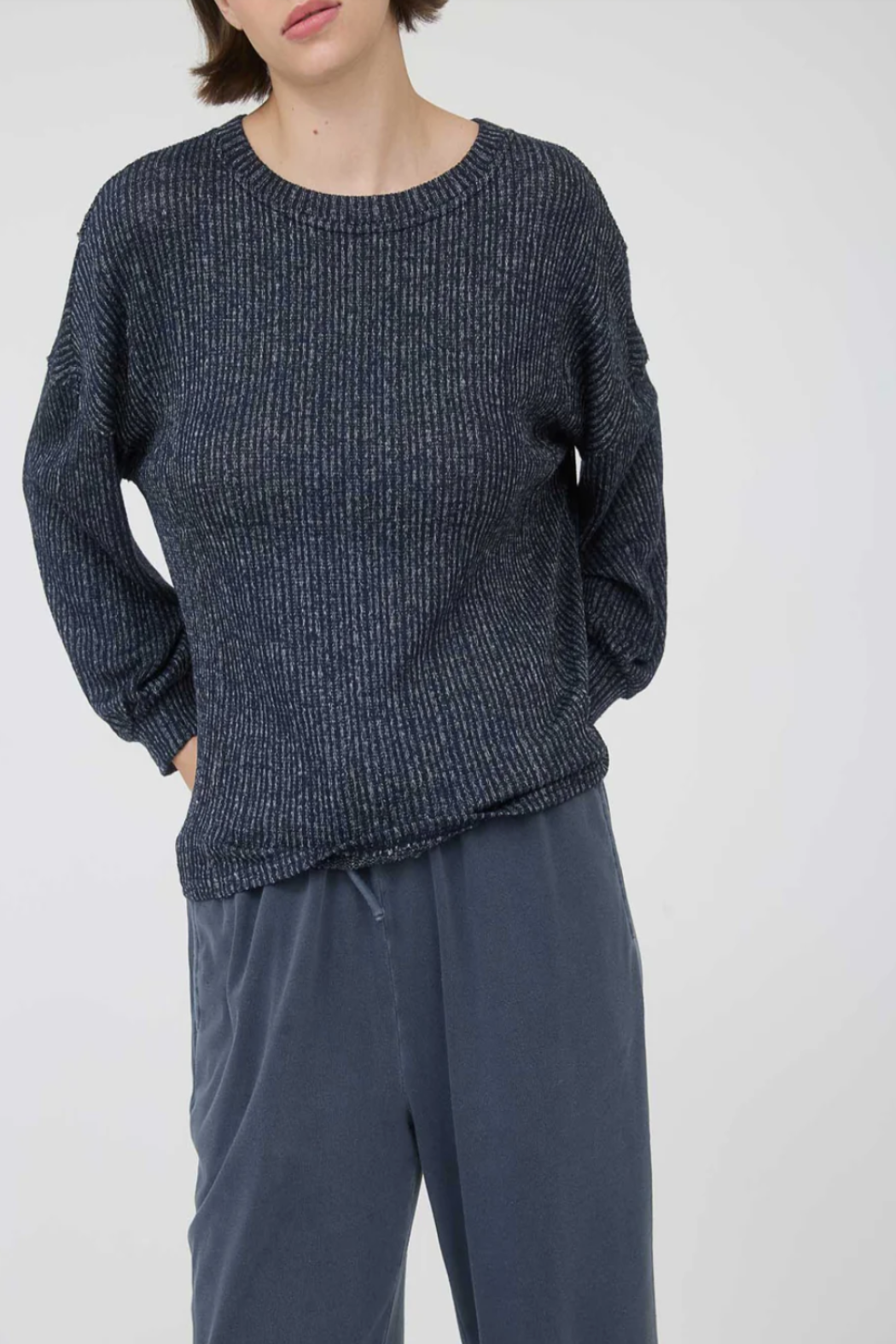 State Lines Marled Ribbed Knit Top
