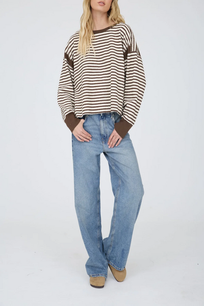 Real Thing Stripe Contrast Open-Back Top