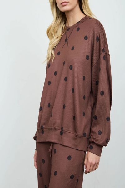 Keep You Polka Dot Textured Crew Knit Top