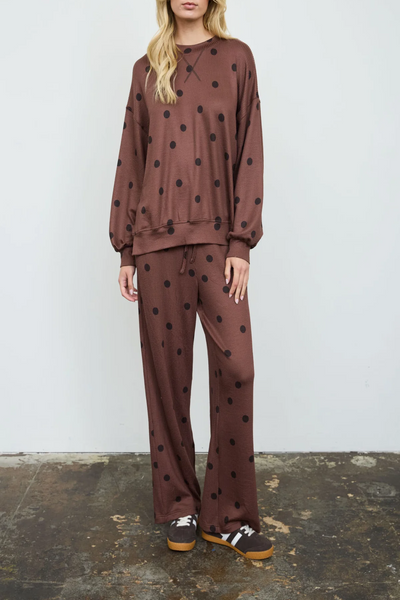 Keep You Polka Dot Textured Crew Knit Top