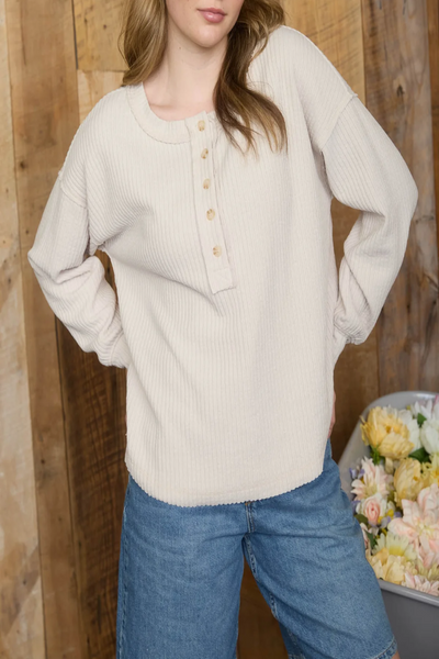 Your Way Ribbed Knit Henley Top