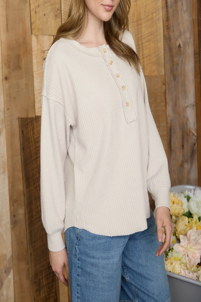 Your Way Ribbed Knit Henley Top