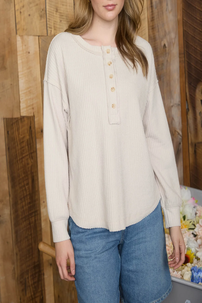 Your Way Ribbed Knit Henley Top