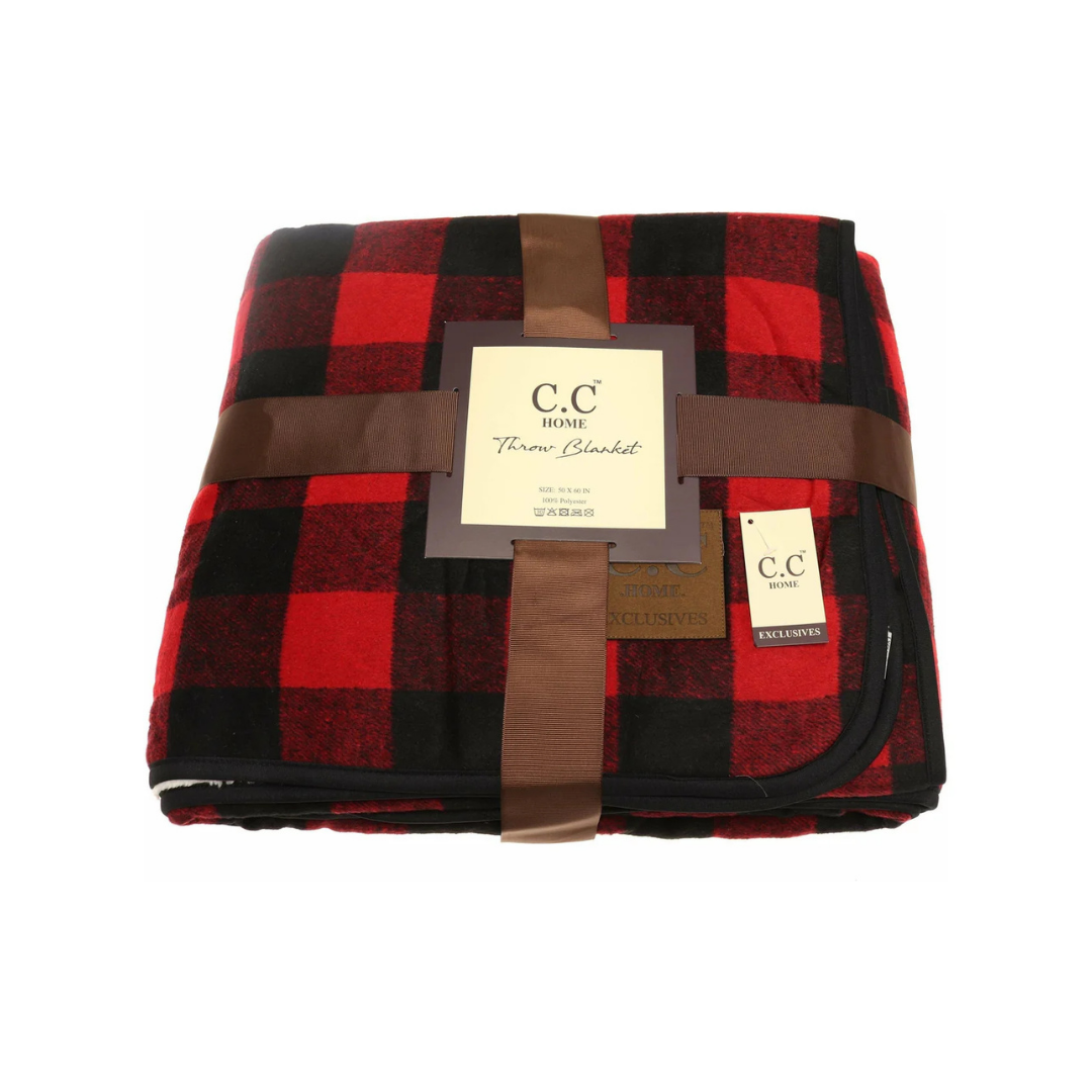 C.C Buffalo Check Sherpa Lined Blanket