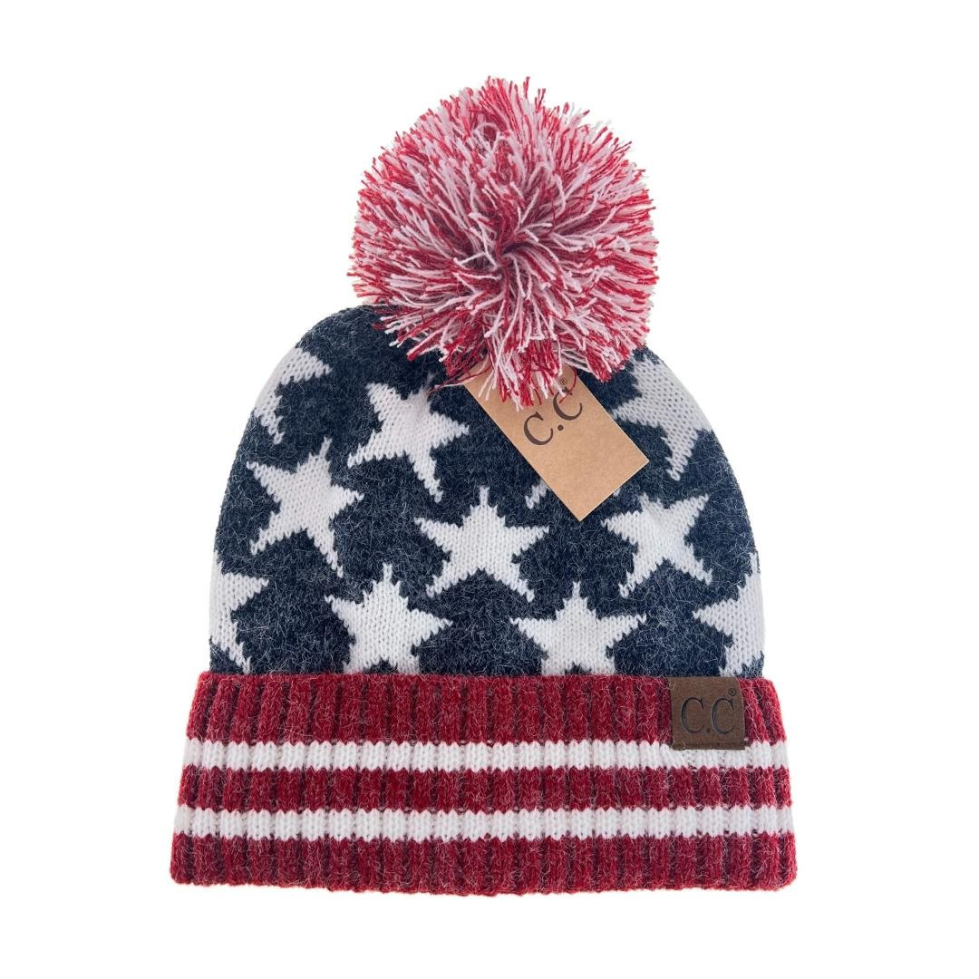 C.C Vintage USA Flag Knit Pom