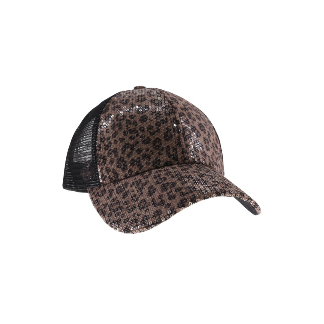C.C Clear Sequin Leopard Ball Cap