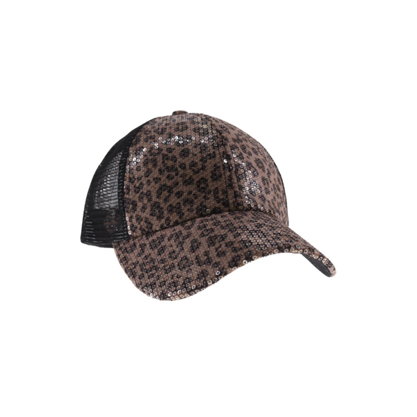 C.C Clear Sequin Leopard Ball Cap