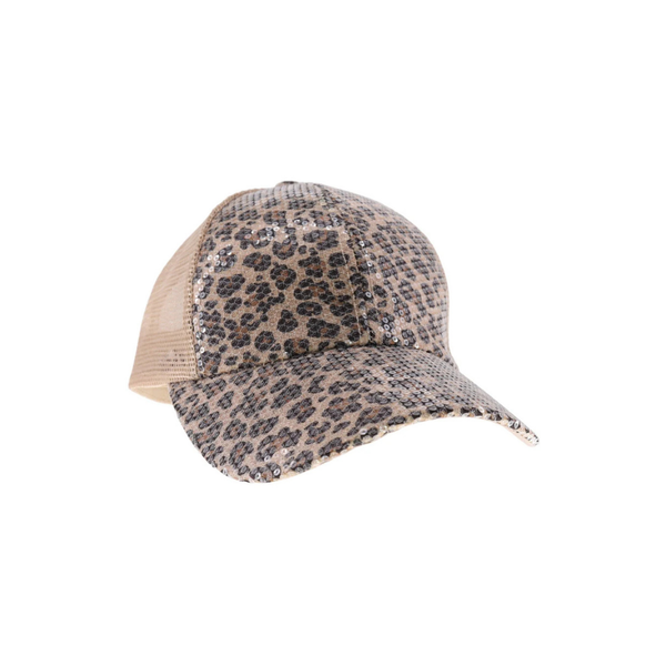 C.C Clear Sequin Leopard Ball Cap