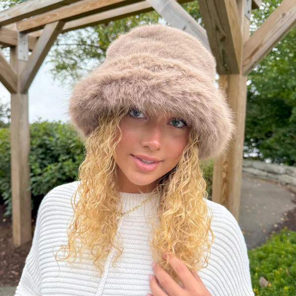 C.C Thick Faux Fur Bucket Hat