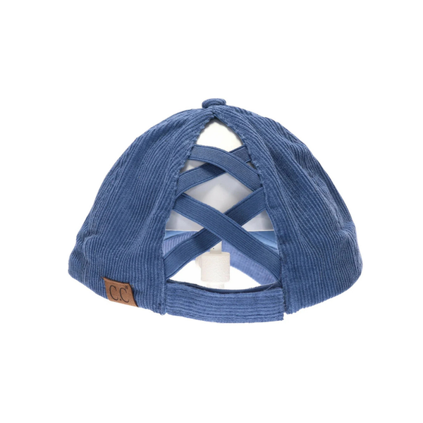 C.C Corduroy Criss Cross High Pony Ball Cap