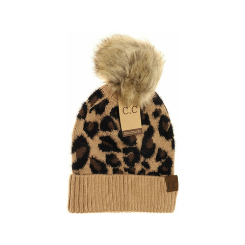 C.C Leopard Pom Beanie