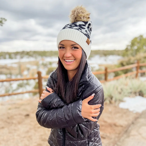 C.C Leopard Pom Beanie